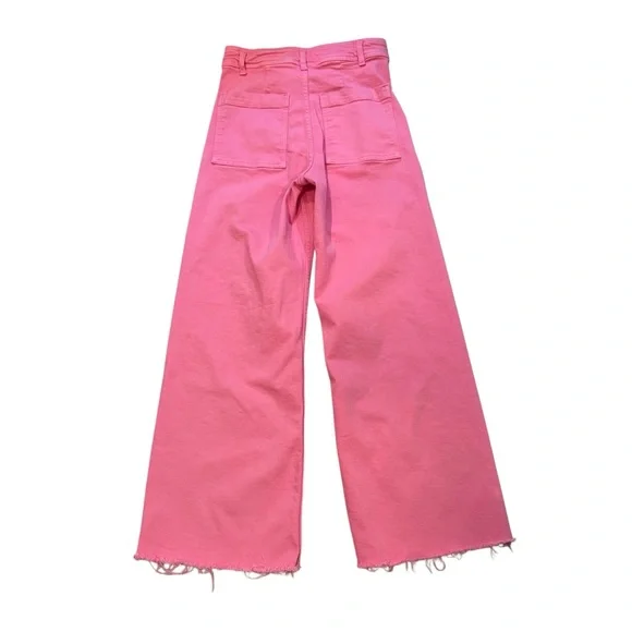 Zara Hot Pink Marine Straight High Rise Wide Leg Jeans
Raw Hem, Sz 4 - Picture 6 of 15